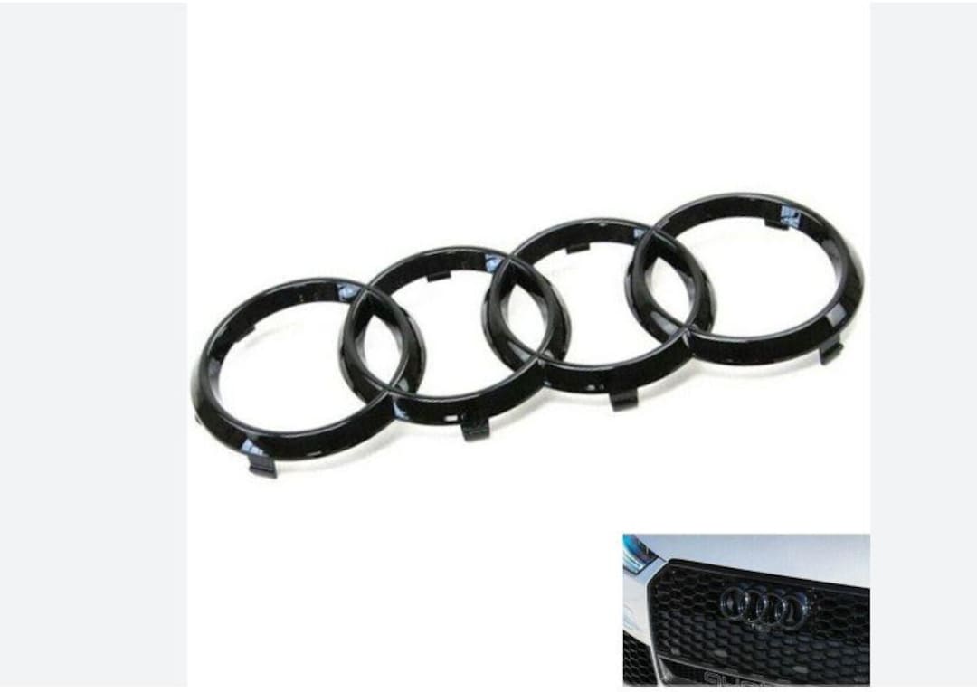 Glossblackaudi Rings Front Grille Emblem Badge 285mm for A4 A5 A6 A7 A8 ...