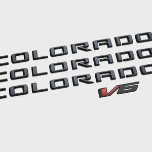 2015 2016 2017 2018 2019 2020 2021 2022 Chevrolet Colorado V6 Black Body Side Emblems 85594766 Genuine OEM GM Badge Set