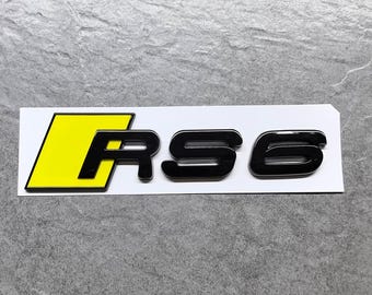Emblema trasero 3D RS6 amarillo brillante y negro para Audi A6 S6 RS6 Avant Sedan, pieza de repuesto premium para el exterior del coche.