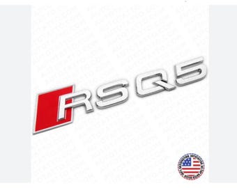 Emblema 3D cromado para maletero trasero RSQ5 para Audi Q5, SQ5 RS. Calcomanía plateada brillante con el logotipo del coche. Accesorio exterior de repuesto.