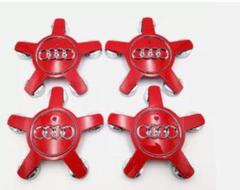 Juego de 4 tapacubos rojos de 135 mm para Audi 4F0601165N