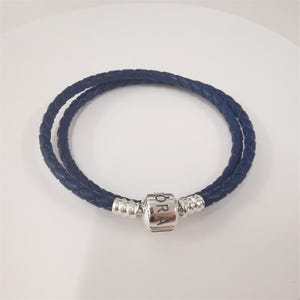 pandora size small  dark blue woven leather charm bracelet