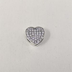 Pandora ALE R Pave Heart Clip Charm Reflexions Silver