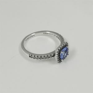 pandora sparkling square blue halo ring