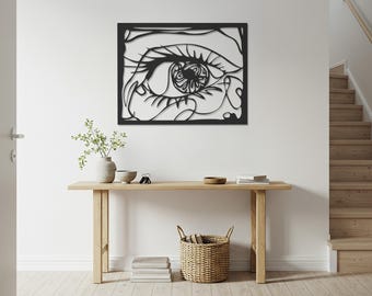 Abstract Eye Wall Art, Modern Decor, Metal Wall Decor, Eye Line Art, Modern Wall Hanging, Surreal Decor, Optical Illusion, Metal Wall Art