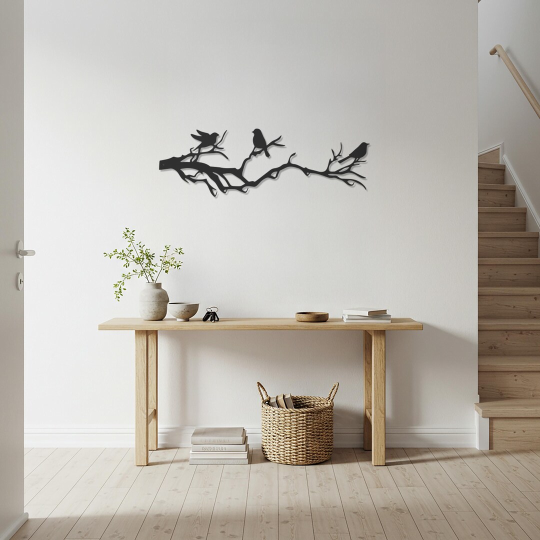 Birds on Branch Art, Metal Wall Art, Rustic Decor, Nature Decor, Large ...