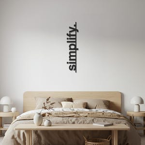 Simplify Metal Wall Art, Minimalist Word Art, Modern Home Decor, Motivational Quote Wall Sculpture, Inspirational Living Room Decoration