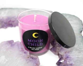 Moon Child Candle, Soy Candle 8 OZ 100% Natural Soy, Intention Candle, Intention Candle, Moon Candle, Purple Candle, Goddess