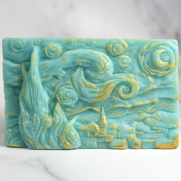 Starry Night Soap, Handmade Soap, Cold Process Soap, Decorative Soap, Vegan Soap, Vincent van Gogh, van Gogh Soap, FREE SHIPPING