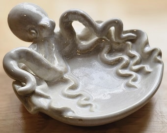 Octopus Ceramic Dish, Unique Soap Dish, FREE SHIPPING, Ocean Decor