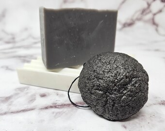 Face Soap and Charcoal Konjac Sponge, Natural Bar Soap, Tea Tree, Lavender & Chamomile Soap, Clay Soap, Facial Soap, Free Shipping