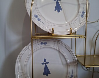 6 Henriot Quimper plates Ø27.5 cm – Ermine decoration – polychrome glazed earthenware