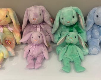 Ty HIPPIE、FLOPITTY、HIPPITY、Flippity Buddies - タグ付き Hippie Floppity Hippity Beanie Babies。