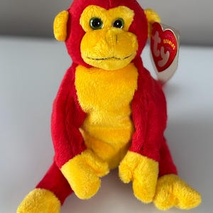 Ty CHOPSTIX Monkey Beanie Babies Kinesisk Symbol 2003 *Mycket Sällsynt*