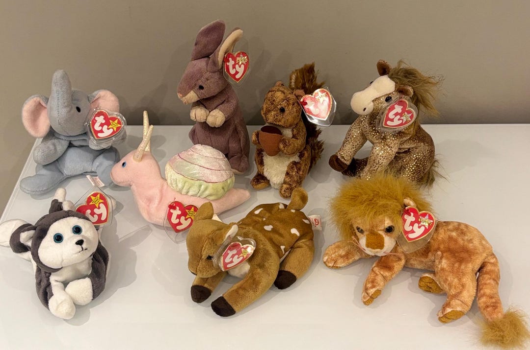 Ty Beanie Babies SWIRLY Snail PEANUT Elephant WHISPER Deer, Filly ...