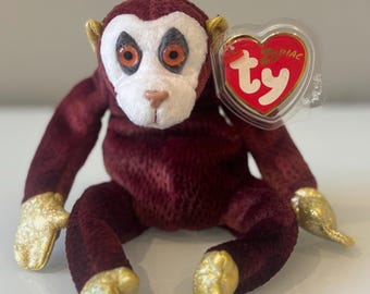 TY Beanie Babies MONKEY 2000 retired soft plushie with Tag