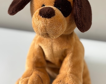 TY Pluffies BARKERS the Brown / Tan Dog *Ultra Rare* Retired 2009 made in U.K. soft plushie