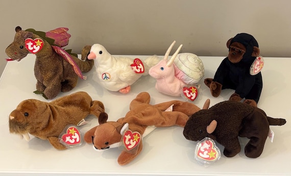 Ty Beanie Babies SERENITY Peace Dove SWIRLY Snail , Paul Walrus