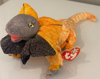 TY Beanie Babies SLAYER the Frilled Lizard 2002 retired soft plushie with Tag