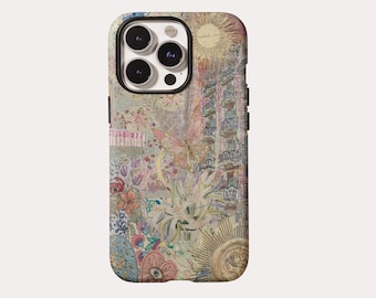 70s Retro Butterfly Floral Collage Phone Case