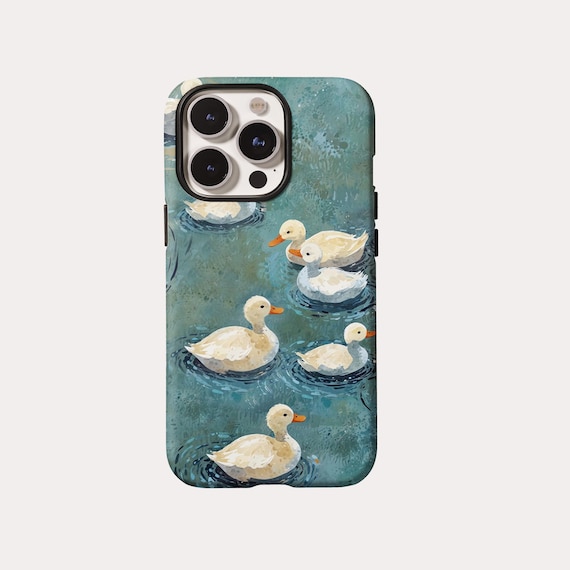 Watercolor Duck Pond Phone Case Cute Ducks Design for iPhone 17 16