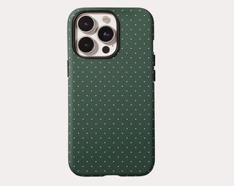 Funda para teléfono con lunares verdes, estilo minimalista y chic