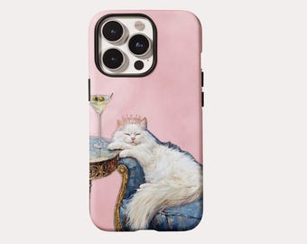 Pink Cat Martini iPhone Case - Phone Cover