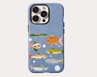 Funda para teléfono con estampado de peces de colores: resistente, elegante y duradera.