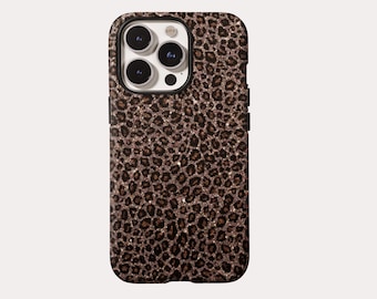 Glitter Leopard Print Phone Case: Durable Protective Design