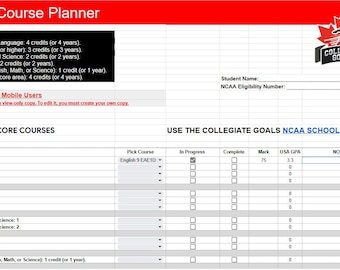 Ontario NCAA Core Course Planner