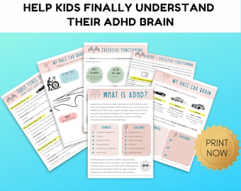 ADHD Guide for Kids: Race Car Analogy, Self-Reflection (Printable PDF)