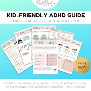 ADHD Guide for Kids: Race Car Analogy, Self-Reflection (Printable PDF)