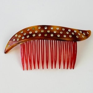 Vintage haarkam met strassteentjes, accessoire van imitatieschildpadhaar #6036