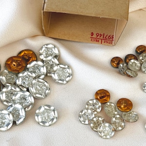 1950s Vintage Mirror Glass Buttons, Dead Stock, Sewing Supplies