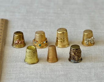 Antique Brass Thimble, Your Choice of 1 Vintage Sewing Tool for Sewing Gift and Collecting #7705