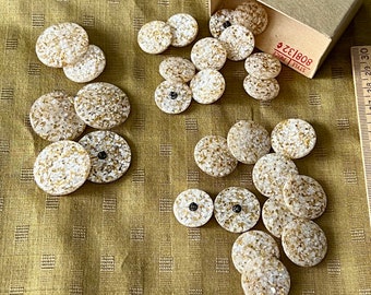 1950s Glitter Buttons, 3 Sizes Your Choice, Clear with Gold Flecks Button #5922