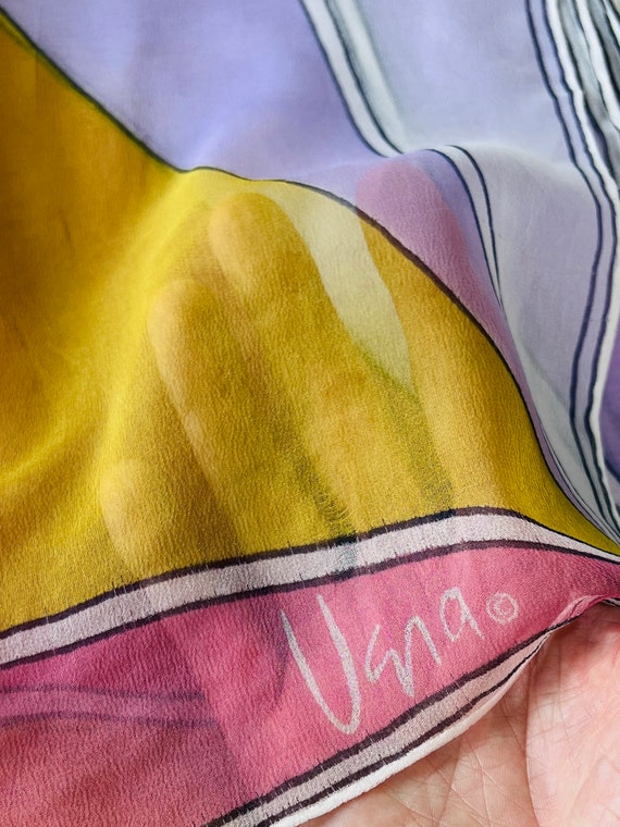 1960s As Is Vera Neumann Silk Scarf, Colorful Geo… - image 3