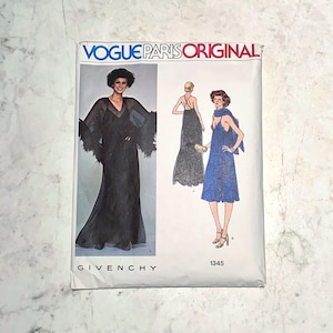 1970s Uncut Vogue Paris Original Givenchy Pattern 1345, Dress and Cape Size 12 Bust 34”