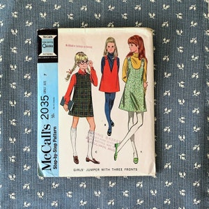 1960s McCall&#39;s  2035, Girl’s Jumper Dress Pattern Complete, Partially Cut Size 7 for Back to School