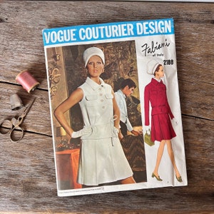 1960s Uncut Vogue Couturier Design Pattern 2188 Fabiani Factory Fold Size 12 Jacket, Top & Skirt