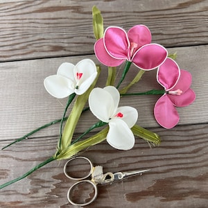 Two Vintage Millinery Flower Sprigs Unusual Flowers #6989