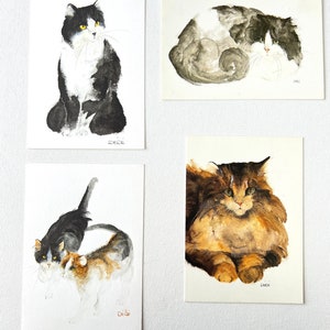 4 cartoline d'epoca con gatti, stampa artistica dell'artista Dedé, ottime condizioni, n. 6843.1
