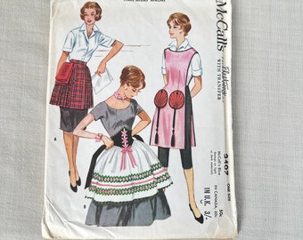 1960 Original Uncut McCall Pattern 2407, Potholders & Apron Pattern One Size