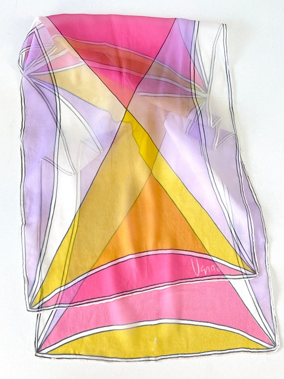 1960s As Is Vera Neumann Silk Scarf, Colorful Geo… - image 7