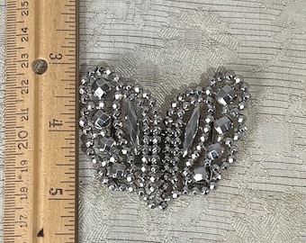 1920s Butterfly Belt Buckle, 2 Piece Steel Cut Buckle for 1 1/2” Belt, Faceted Silver Metal Clip #5612