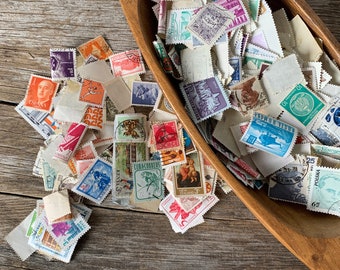 Vintage Stamp Lot of 50 World Stamps for Junk Journals, Scrapbooking & Crafts #4552