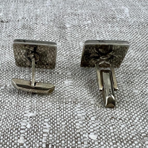 Sterling & Abalone Shell Cufflinks, 3/4” Bold Squ… - image 4