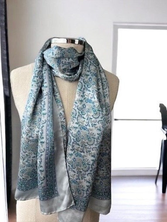 Silk Paisley Scarf, 68" x 21" Oblong Opera Length 