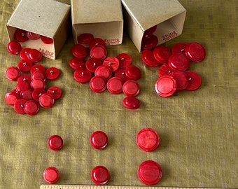 1960s Red Buttons, 3 Sizes Your Choice, Shank Button Sets 3/4” 7/8” 1 1/8” Sweater, Jacket and Coat Buttons #5922