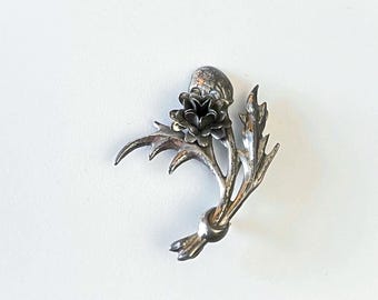 Vintage Sterling Silber schottische Distel Brosche 3,5 cm